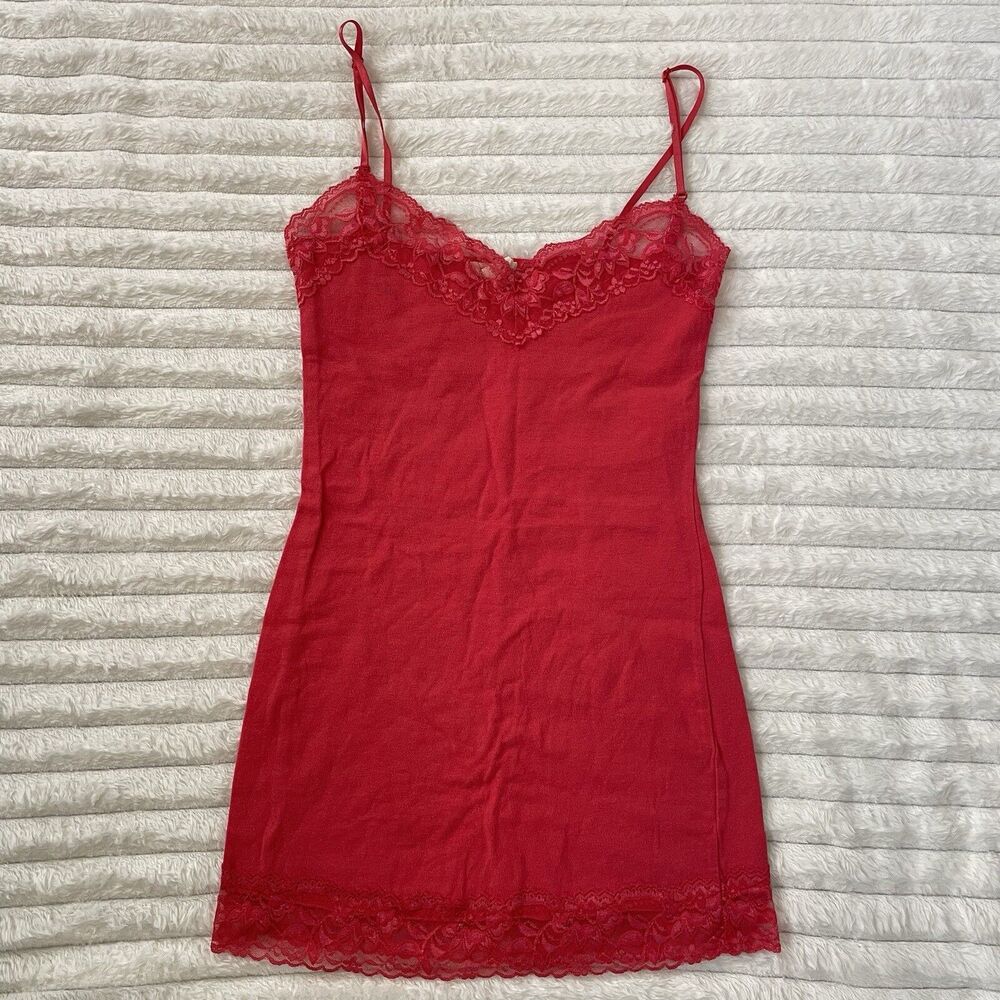 Bozzolo Women’s Lace Tank Top Small Cami Fairy Pink Red Y2K Festival Layer